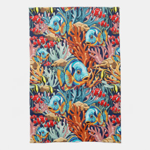 Tropical Fish Colorful Summer Vibes Kitchen Towel