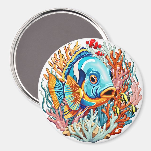 Tropical Fish Colorful Summer Vibes Magnet (Front/Back)