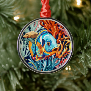 Tropical Fish Colorful Summer Vibes Metal Ornament
