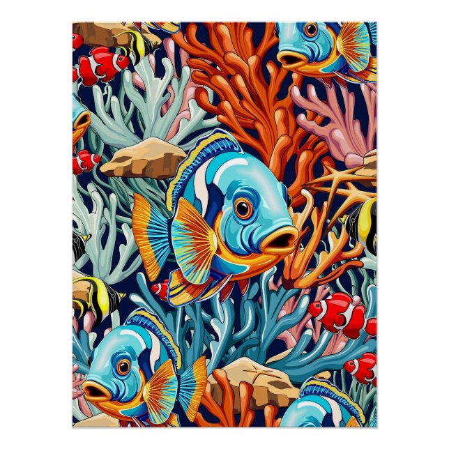 Tropical Fish Colorful Summer Vibes Poster (Front)