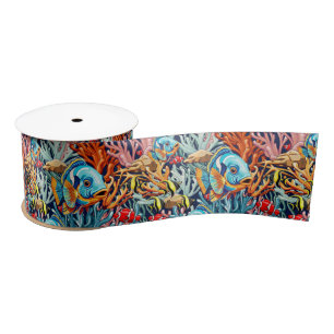 Tropical Fish Colorful Summer Vibes Satin Ribbon