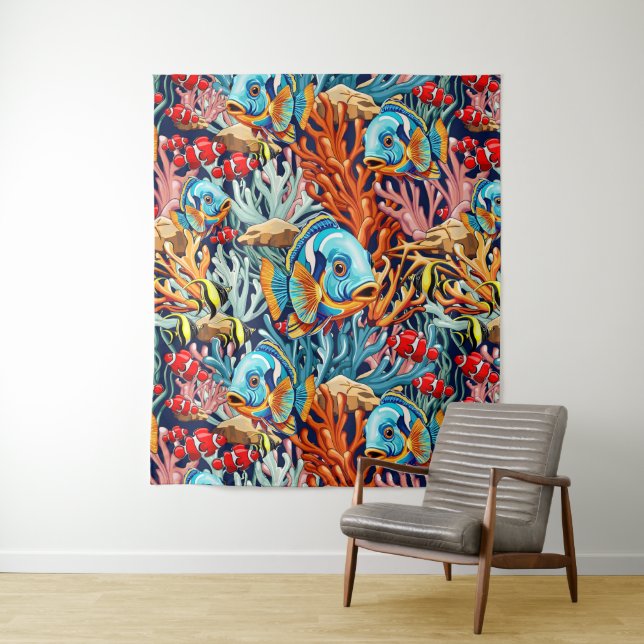 Tropical Fish Colorful Summer Vibes Tapestry (In Situ)
