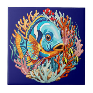 Tropical Fish Colorful Summer Vibes Tile