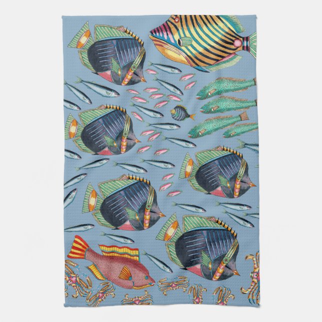 Tropical Fish Coral Reef Kitchen Towel (Vertical)