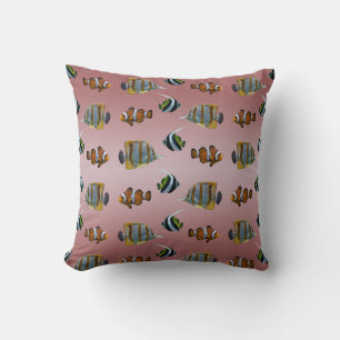 Tropical Fish Frenzy Pillow (Dusty Pink Mix)