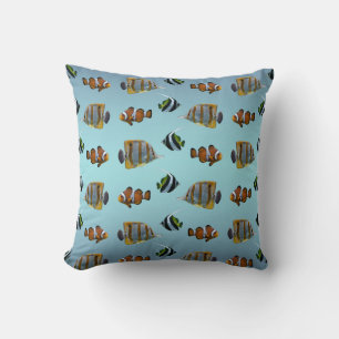 Tropical Fish Frenzy Pillow (Sky Blue Mix)