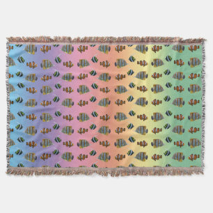 Tropical Fish Frenzy Throw Blanket (Rainbow)