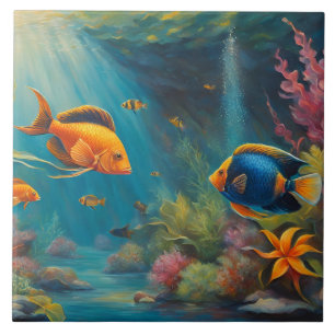 Tropical Fish in the Ocean with Coral and Seaweed  Tile