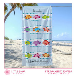 Tropical Fish Ocean Waves Customizable Beach Towel