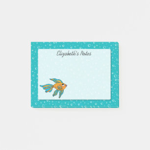 Tropical Fish Orange and Blue Personalized Post-it Notes