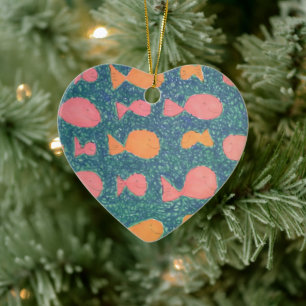 Tropical Fish Painted Pattern Ceramic Ornament