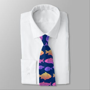Tropical Fish Pattern Colourful Novelty Aquatic Tie