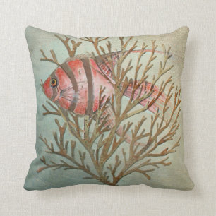 tropical fish pillow, Copyright Karen J Williams Throw Pillow