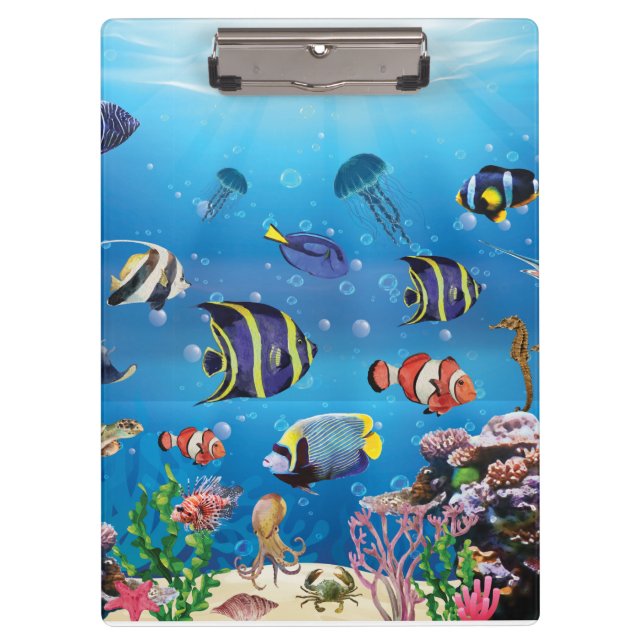 Tropical Fish swimming Seabed Clipboard (Front)