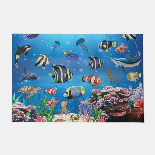 Tropical Fish swimming Seabed Doormat (Front)