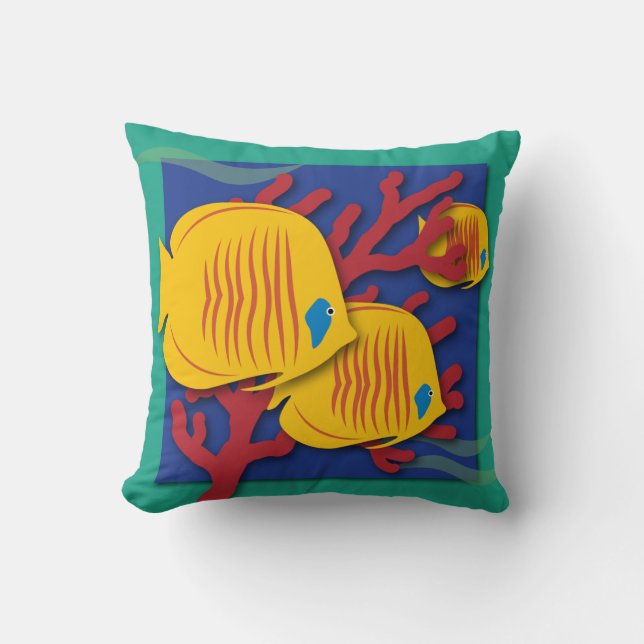 Tropical Fish Throw Pillow (Front)