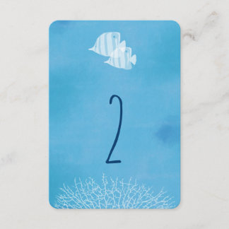 Tropical fish watercolor wedding table number