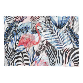 Tropical Flair: Flamingo Zebra Paradise Pillowcase