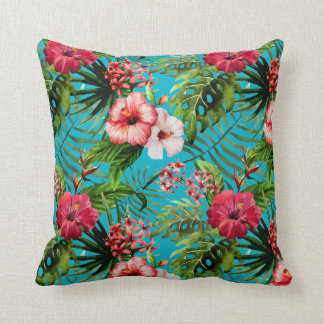 Tropical Flamigos And Palm Trees Throw Pillow