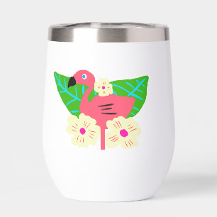 Tropical Flamingo and Flowers