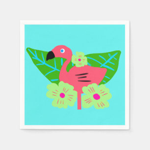 Tropical Flamingo and Flowers Napkin
