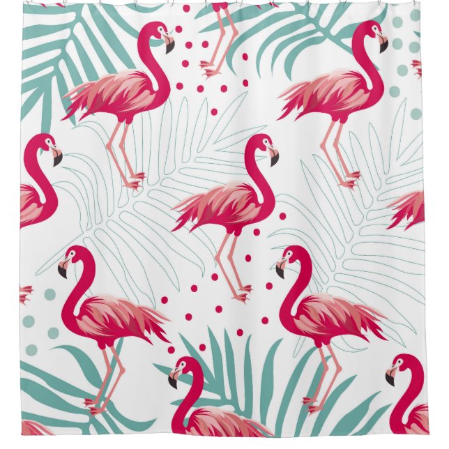 Tropical flamingo and leaves, summer pattern. (Front)