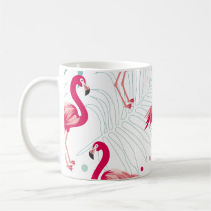 Tropical flamingo and leaves, summer pattern. coffee mug