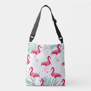 Tropical flamingo and leaves, summer pattern. crossbody bag