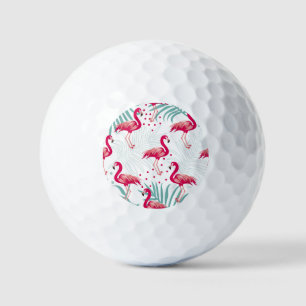Tropical flamingo and leaves, summer pattern. golf balls