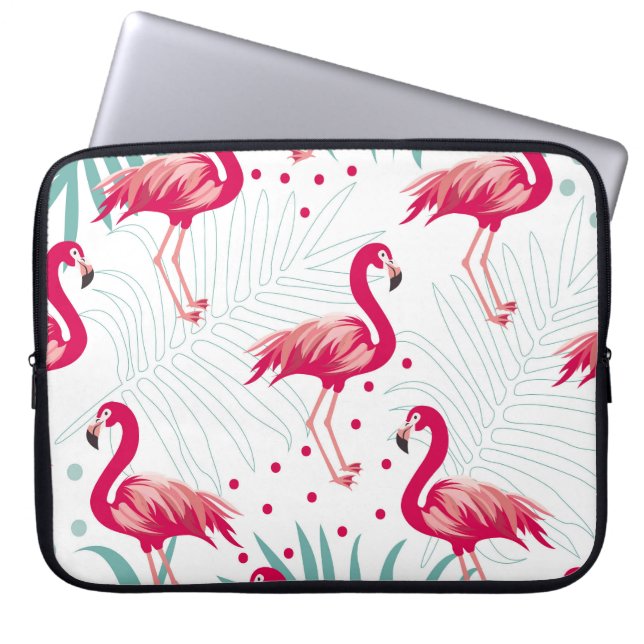 Tropical flamingo and leaves, summer pattern. laptop sleeve (Front)