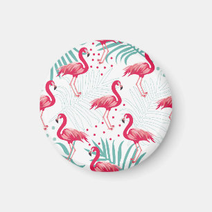 Tropical flamingo and leaves, summer pattern. magnet