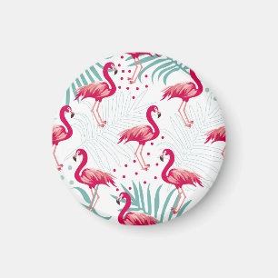 Tropical flamingo and leaves, summer pattern. magnet