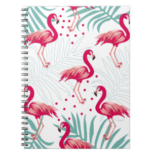 Tropical flamingo and leaves, summer pattern. notebook