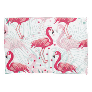 Tropical flamingo and leaves, summer pattern. pillowcase