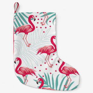 Tropical flamingo and leaves, summer pattern. small christmas stocking