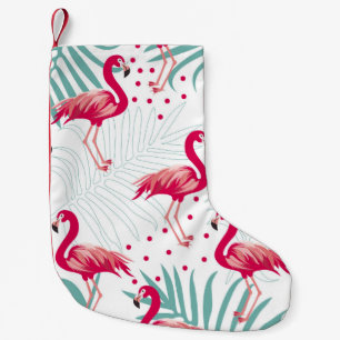 Tropical flamingo and leaves, summer pattern. small christmas stocking