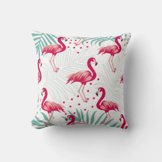 Tropical flamingo and leaves, summer pattern. throw pillow