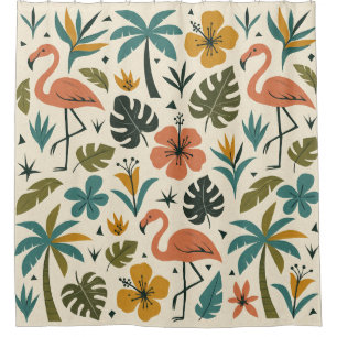 Tropical Flamingo and Palm Tree Pattern