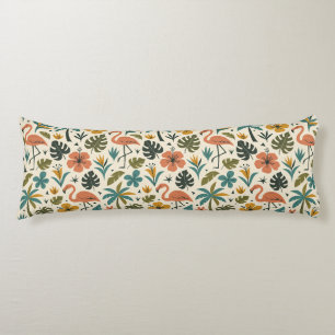 Tropical Flamingo and Palm Tree Pattern Body Pillow