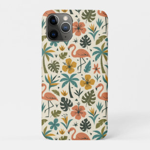 Tropical Flamingo and Palm Tree Pattern iPhone 11 Pro Case