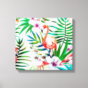 Tropical flamingo art canvas print