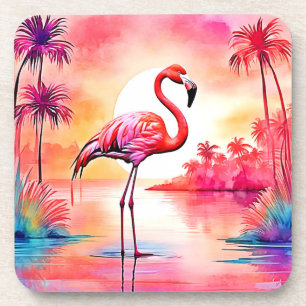 Tropical Flamingo Art Coaster