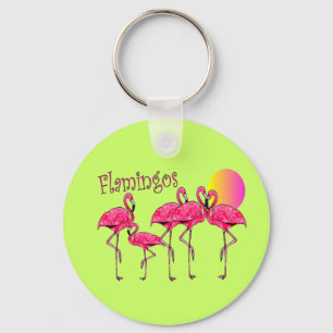 Tropical Flamingo Art Gifts Keychain