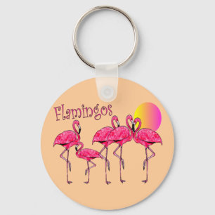 Tropical Flamingo Art Gifts Keychain
