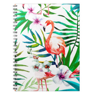 Tropical flamingo art notebook