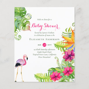 Tropical Flamingo Baby Shower Budget Invites
