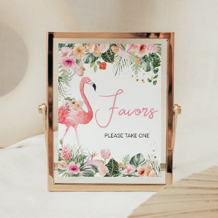 Tropical Flamingo Baby Shower Favors Poster