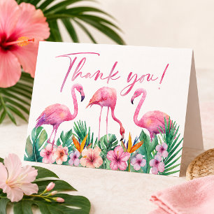 Tropical Flamingo Baby Shower Thank You Card