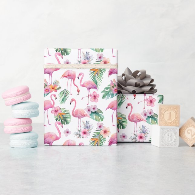 Tropical Flamingo Baby Shower Wrapping Paper (Baby Shower)