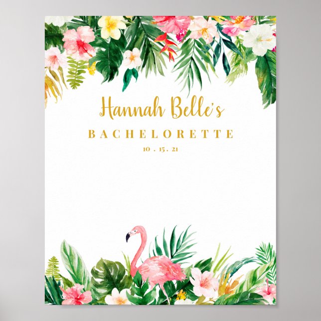 Tropical Flamingo Bachelorette Party Welcome Sign (Front)